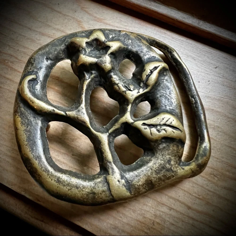 Bohemian Belt Buckle Boho Handmade Bronze Flower Interchangeable Hippie Floral